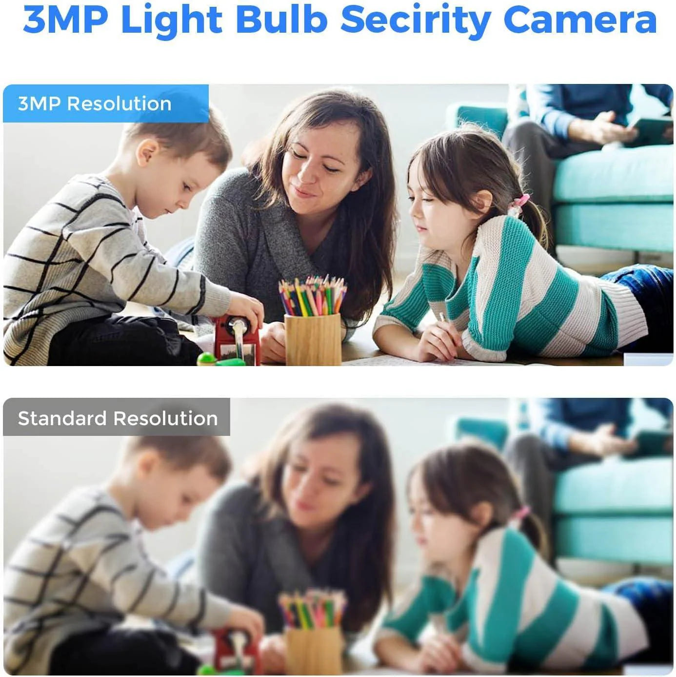 2K Wireless 𝟯𝟲𝟬° 𝙑𝙞𝙚𝙬 Light Bulb Camera with 5G&2.4GHz Wi-Fi & No Subscription
