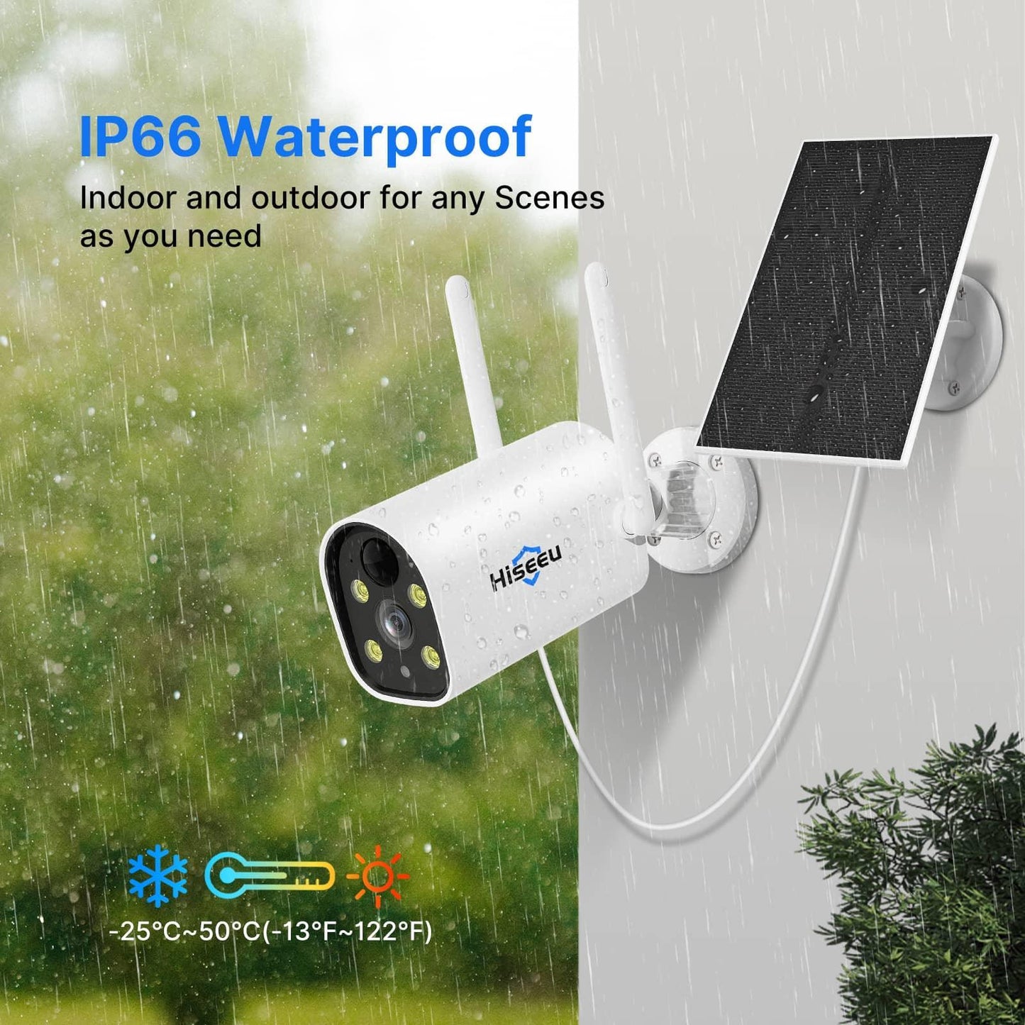4MP Solar Battery Powered Security Camera Outdoor with IP66 Waterproof