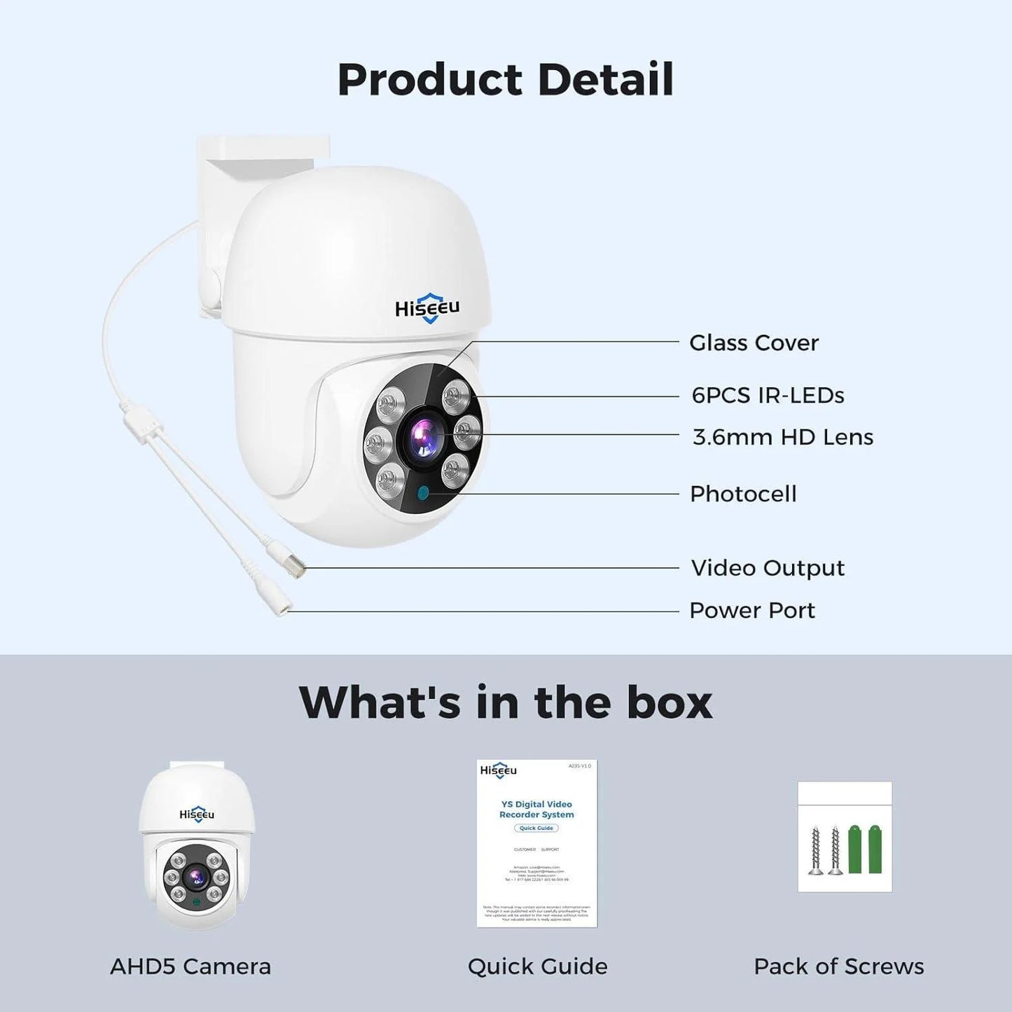 Wired 5MP AHD PTZ Analog Home Dome Security Camera 100ft IR Clear Night Vision