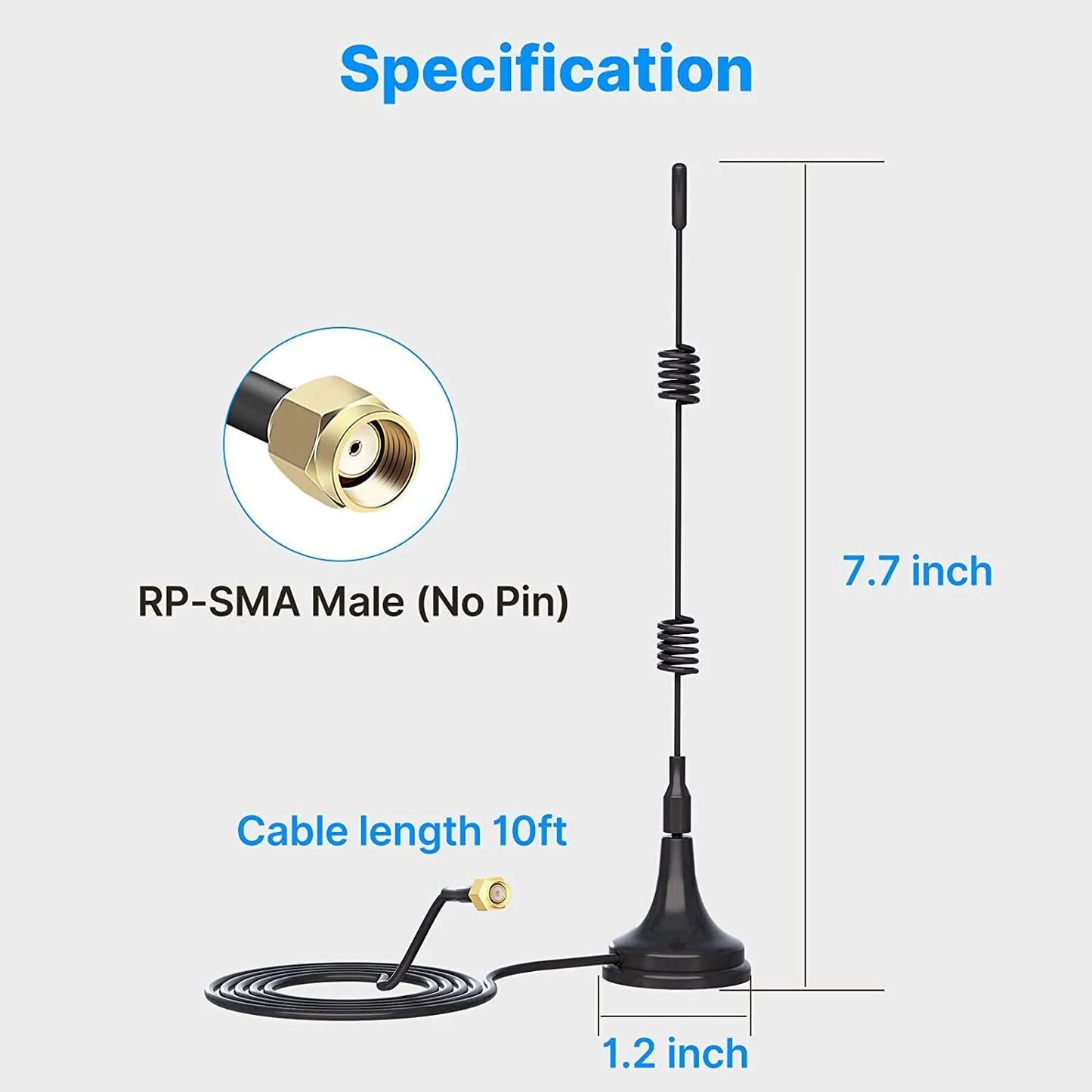 Hiseeu 2.4GHz 7dBi 5XRange WiFi Booster Antenna +10ft Magnetic Base