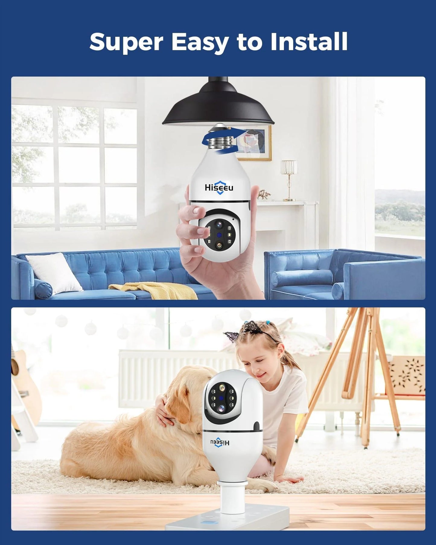 2K PTZ 10X Zoom Wireless ๐ฏ๐ฒ๐ฌยฐ ๐๐๐๐ฌ Light Bulb Camera with 5G&2.4GHz Wi-Fi & No Subscription