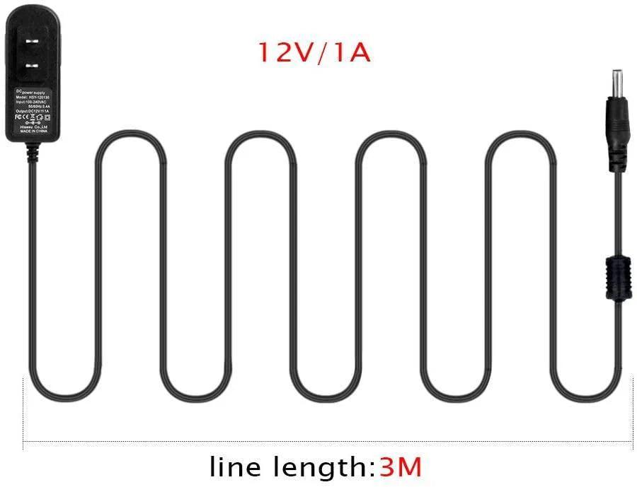 Hiseeu AC 100-240V to DC 12V 1A 1000mA 12W Power Supply 5.5 x 2.1mm FCC 10 Feet Cable Power Supply (12V-1000mA) Power Adapter for Security Cameras