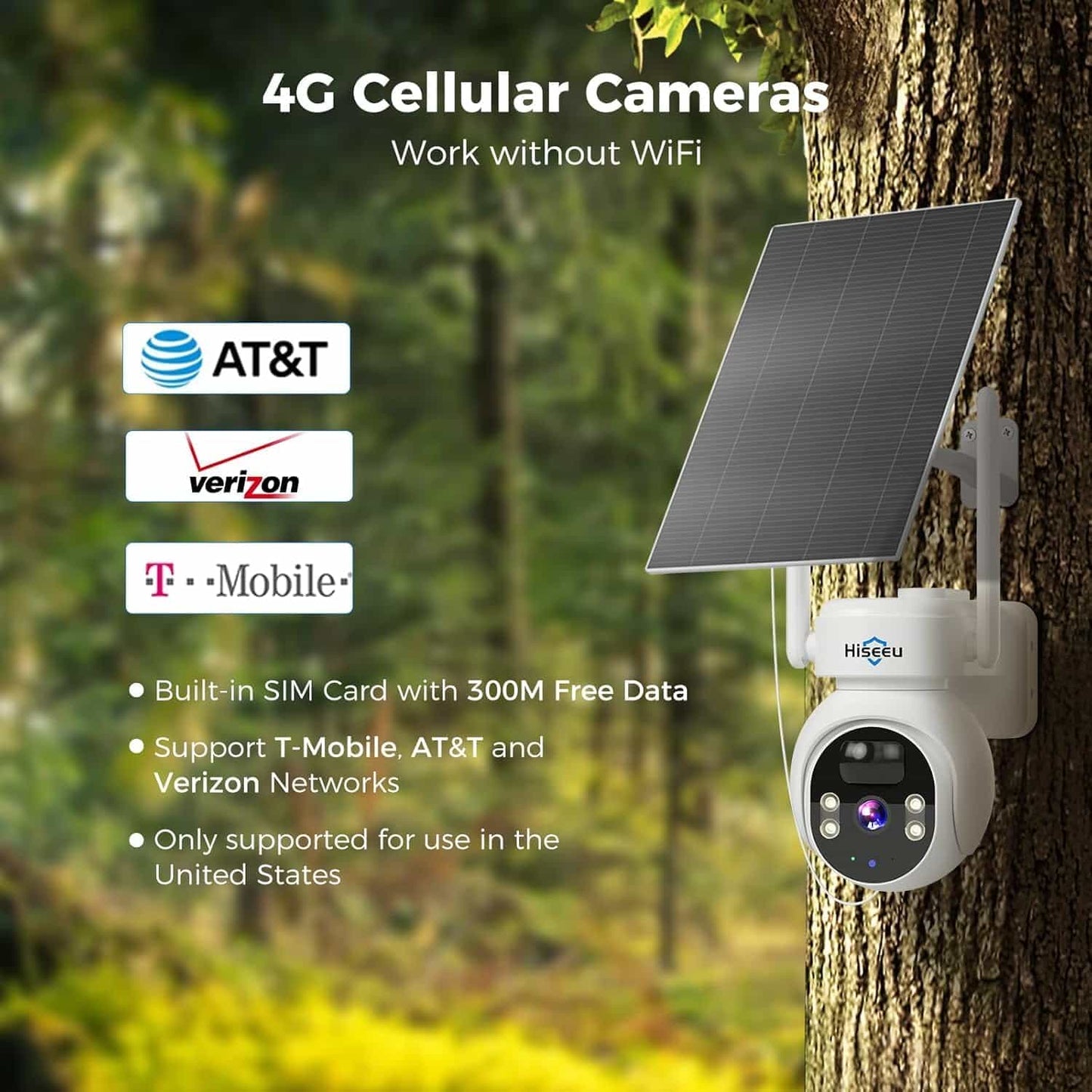 2K 4MP No WiFi PTZ 𝟯𝟲𝟬° 𝙑𝙞𝙚𝙬 4G Cellular Wireless Security Camera with 64G SD&SIM Card