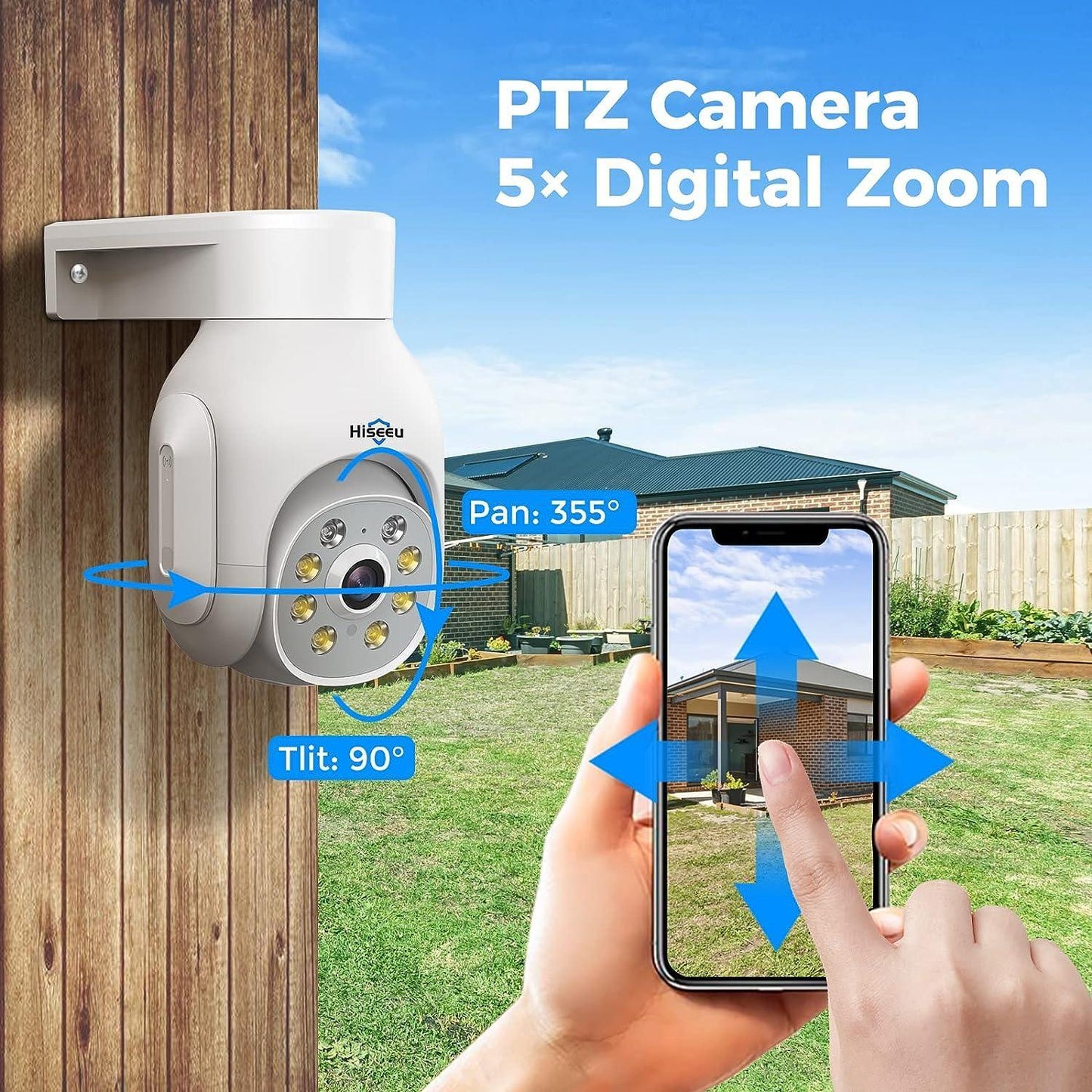2K 3MP PTZ 𝟯𝟲𝟬° 𝙑𝙞𝙚𝙬 2.4G&5G WiFi Security Camera Outdoor