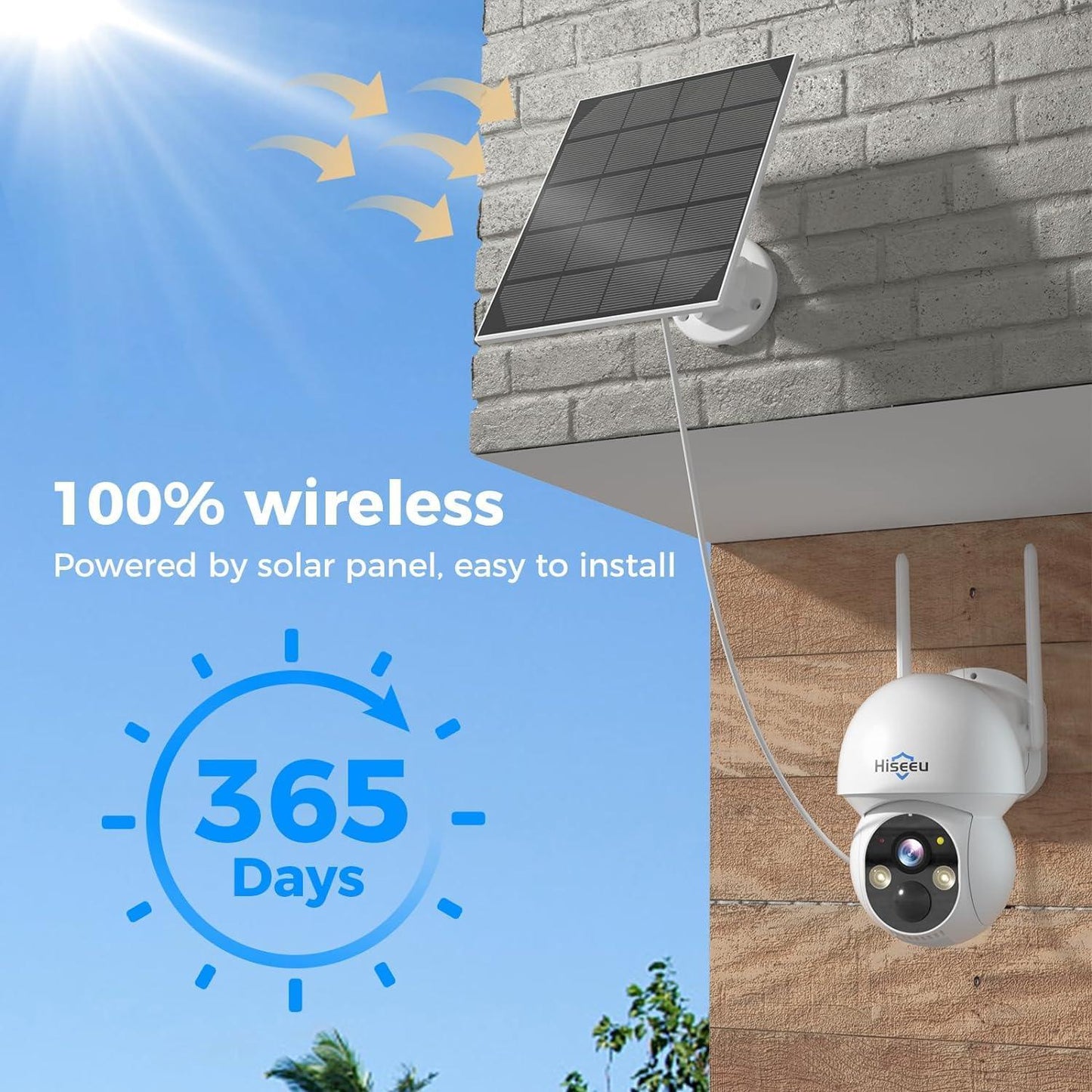 4MP Solar PTZ 360° View Wireless Battery Camera WIth No Monthly Fee Color Night Vision