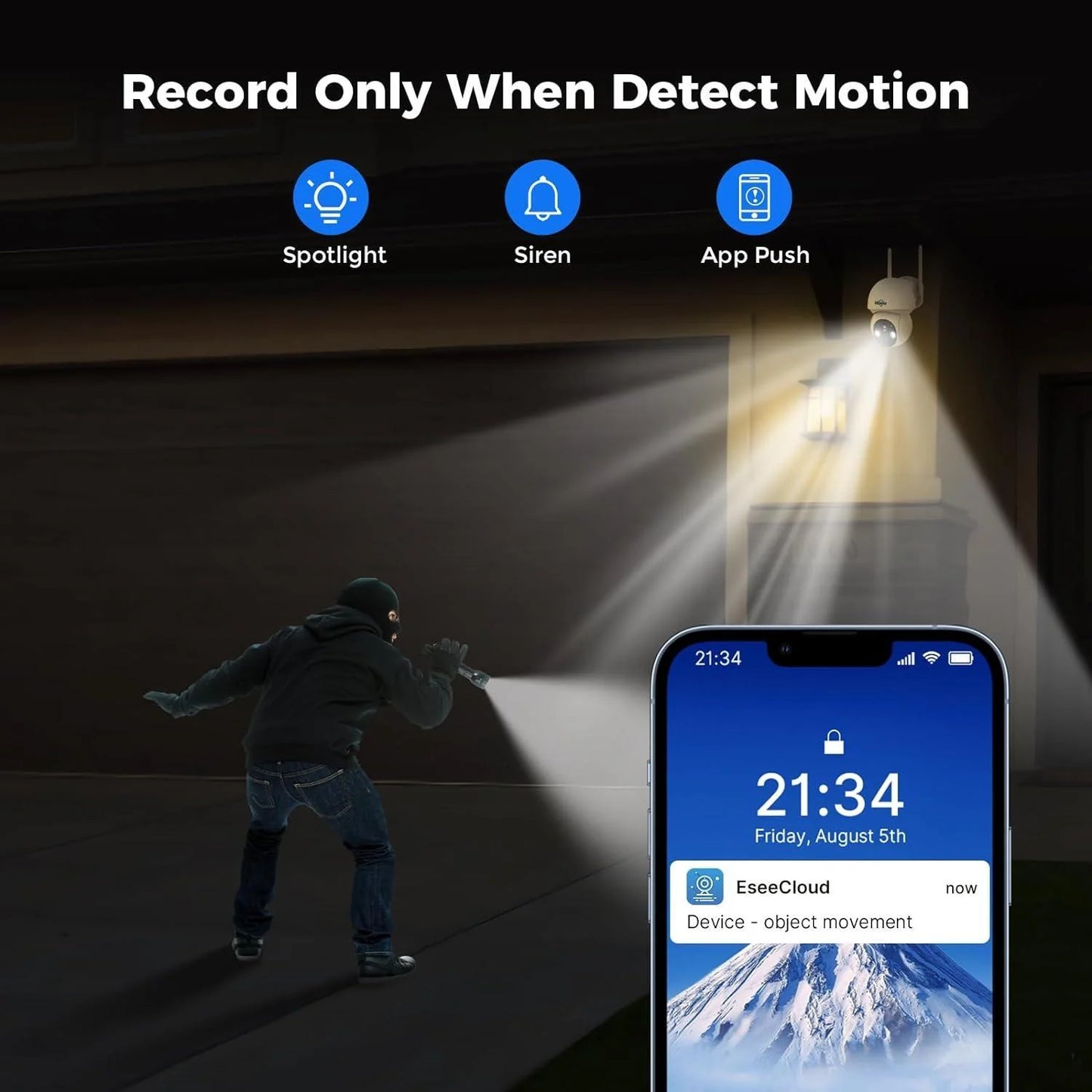 4MP Solar PTZ 360° View Wireless Battery Camera WIth No Monthly Fee Color Night Vision