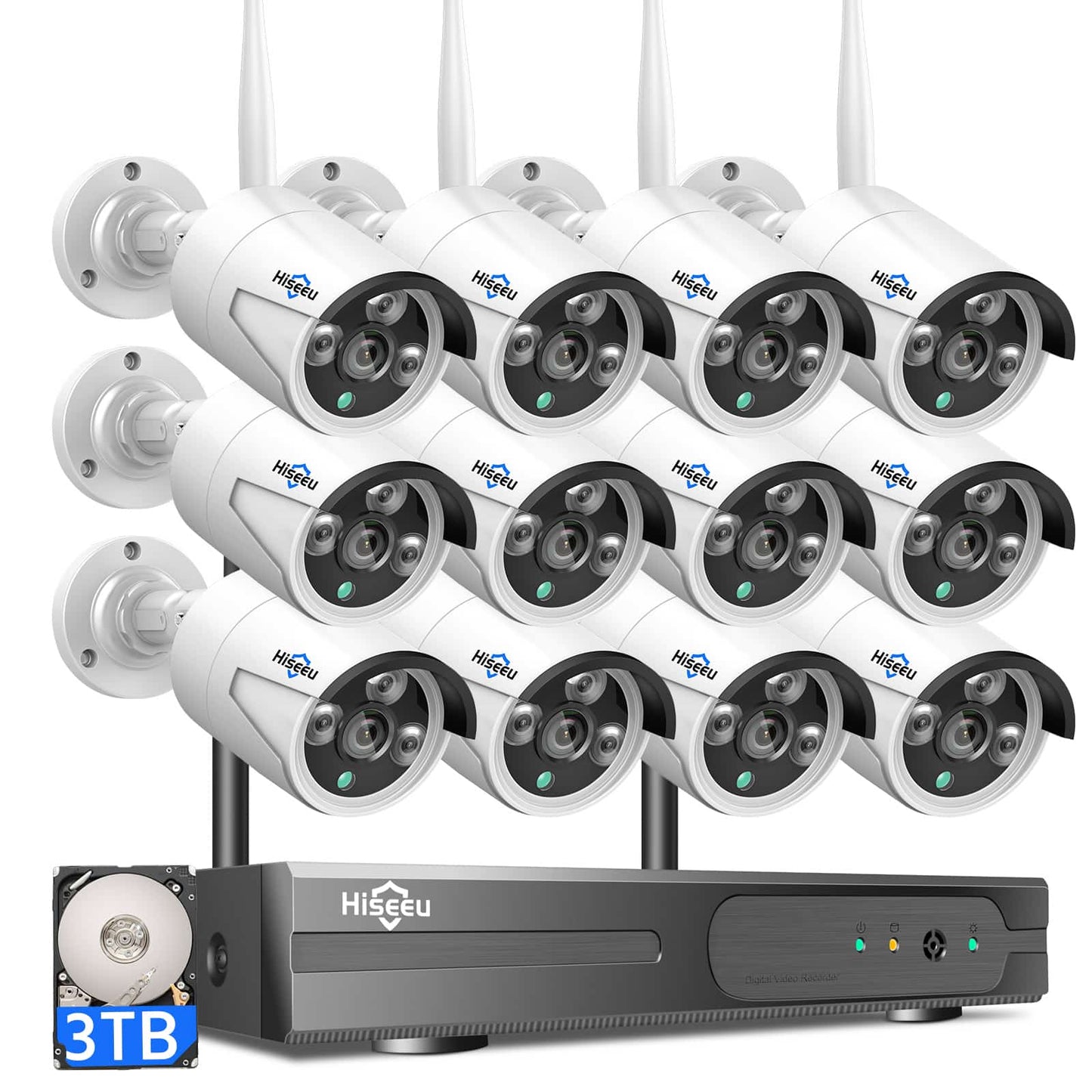 [Wireless Pro, 100ft Range, Expandable 16Channels 4K NVR] 5MP Wireless Security Camera System BUILD-IN HDD