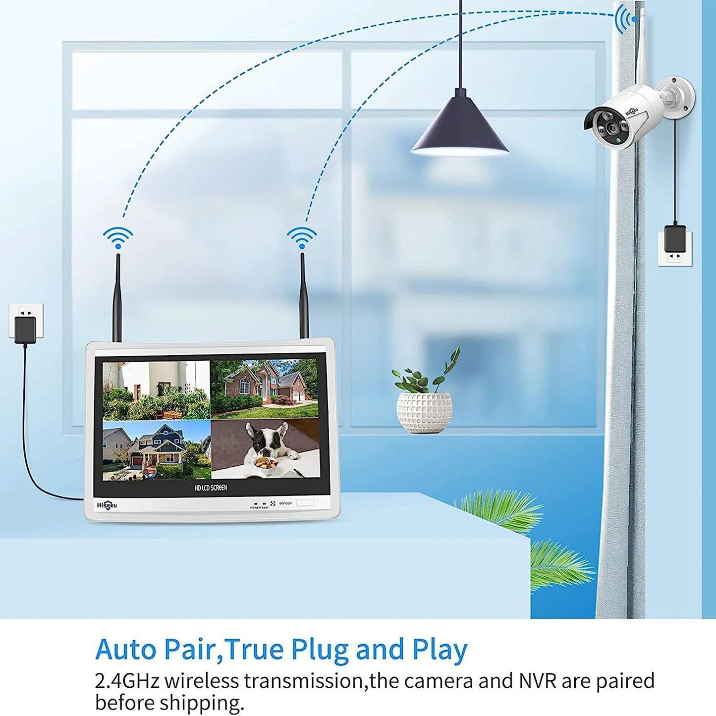 [Wireless Pro, 100ft Range,Expandable 16Channels 12 inches NVR] 5MP Wireless Security Camera System BUILD-IN 3T HDD