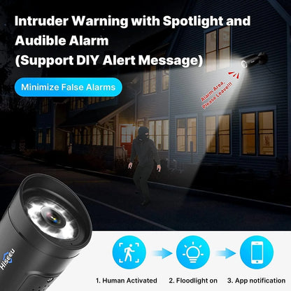 Hiseeu [Spotlight+2 Way Audio] 5MP PoE Security Camera, Compatible PoE Security Camera System NVR Model H5-NVR-P-8