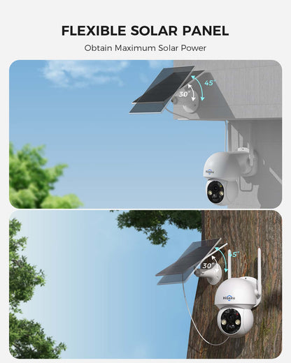 [2.4G&5G WiFi, Expandable 10CH 4K NVR] 4MP Solar-Powered Wireless Security PTZ Camera System BUILD-IN HDD