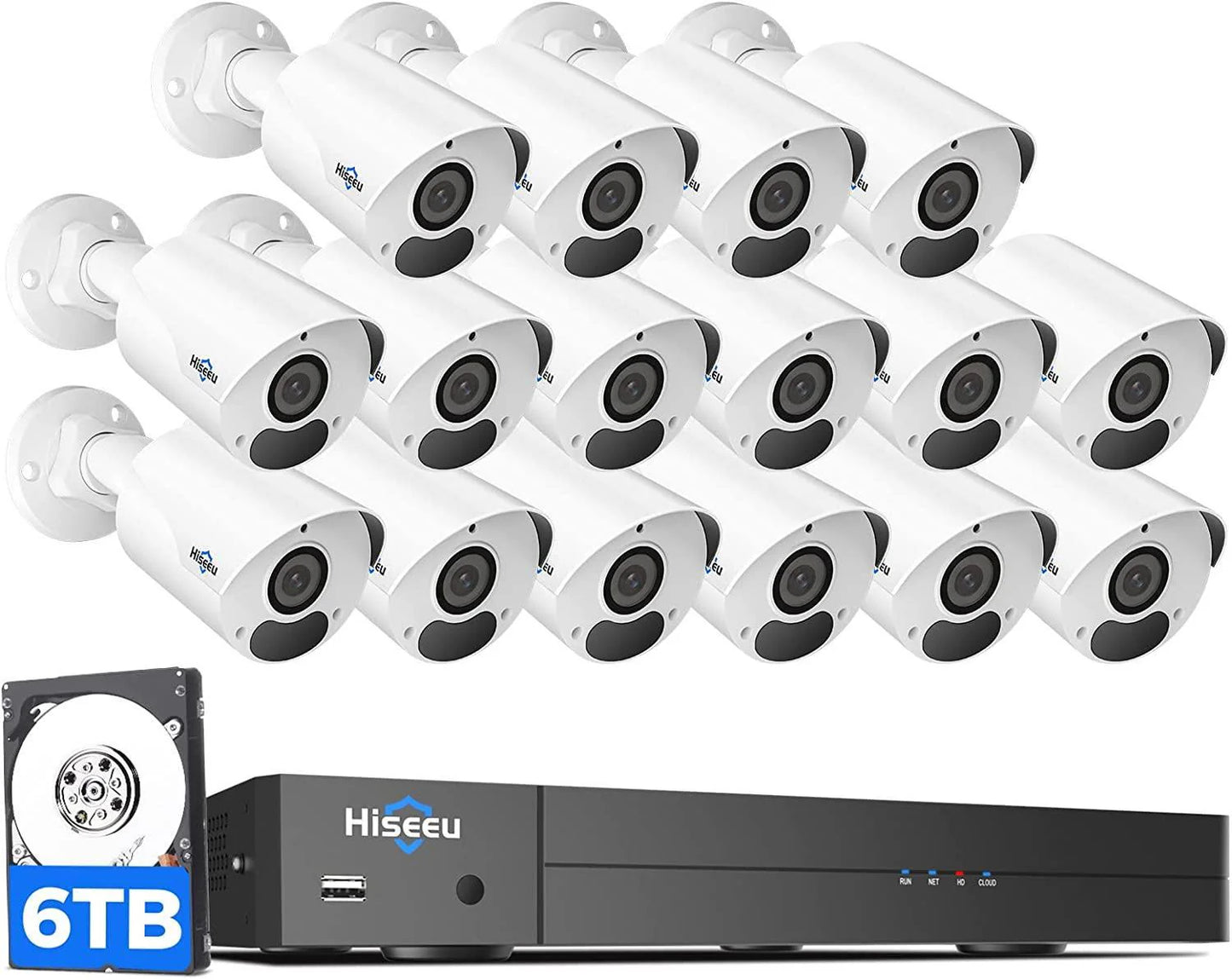 [Wired PoE, IP67 Waterproof, Expandable 16 Channels 4K NVR] 8MP PoE Bullet IP Network Camera System BUILD-IN 3TB HDD with 100ft Night Vision