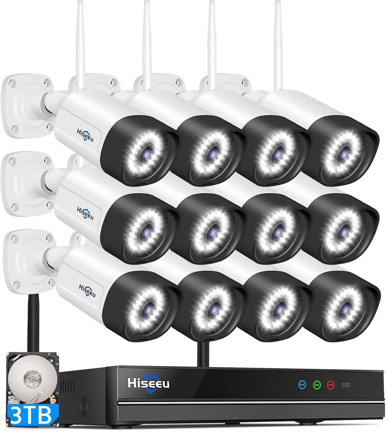 [Wireless Pro, 100ft Range, Expandable 16Channels 4K NVR] 5MP Wireless Security Camera System BUILD-IN HDD With Two Way Audio