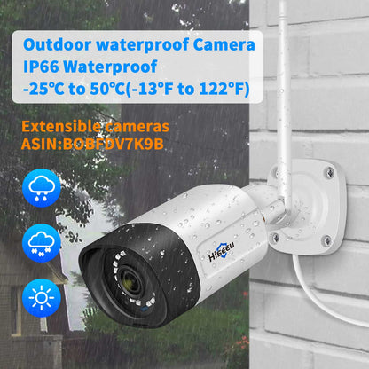 [Up to 65ft HD Night Vision, Expandable 10 Channels NVR] 2K 3MP Wireless Security Camera System BUILD-IN HDD
