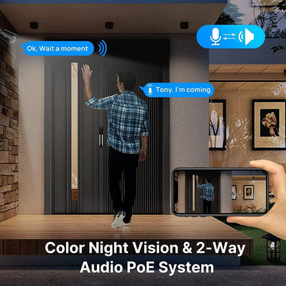 Hiseeu [Spotlight+2 Way Audio] 5MP PoE Security Camera, Compatible PoE Security Camera System NVR Model H5-NVR-P-8