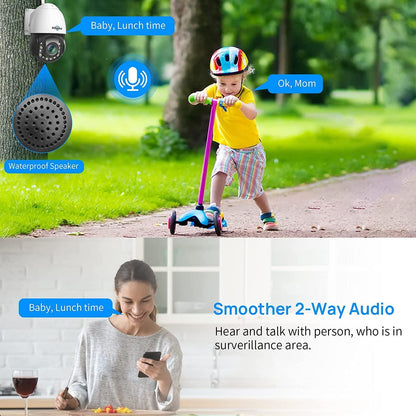 2K PTZ 30X Optical Zoom WiFi Security Camera Outdoor Work with Wireless System