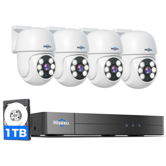 [Wired, 100ft Expandable 8Chanels 3K NVR] 5MP Wired Analog PTZ 360°View Security Camera BUILD-IN HDD with 24/7 Record