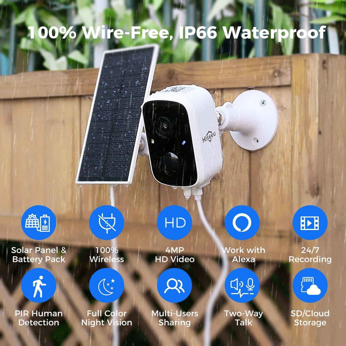 4MP Solar Battery Powered Indoor WiFi Smart Wireless Battery Camera With 2-Way Audio