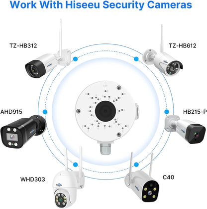 Hiseeu Universal Bullet Security Camera Junction Box, Waterproof/Metal Base/Hide Cables/Wall Ceiling Mount Bracket, Compatible with Security Camera Outdoor Indoor (Dome&Bullet Camera)