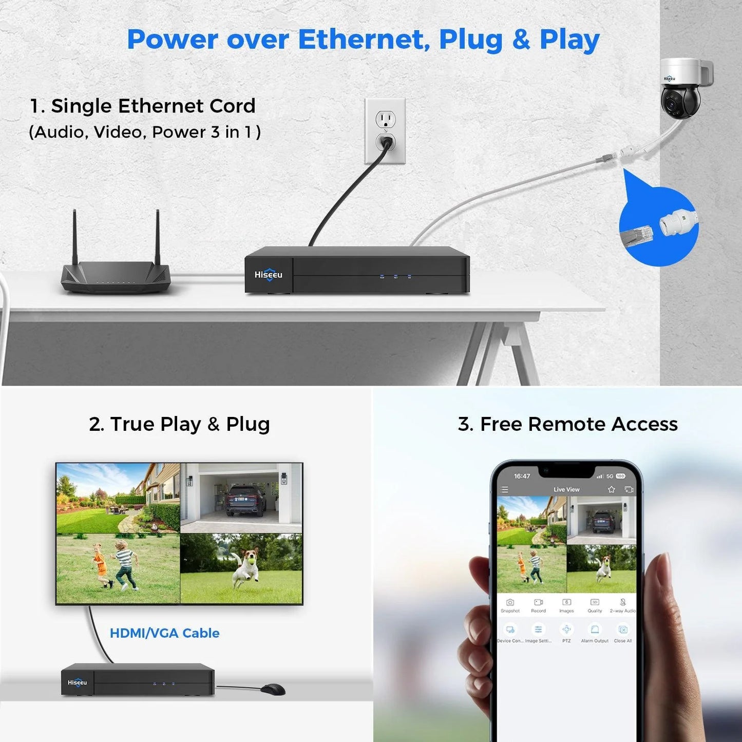 [Wired PoE, 4K HD, Expandable 16 Channels NVR] 8MP Dome 4K PoE PTZ Security Camera System BUILD-IN 3TB HDD With 2-Way Audio