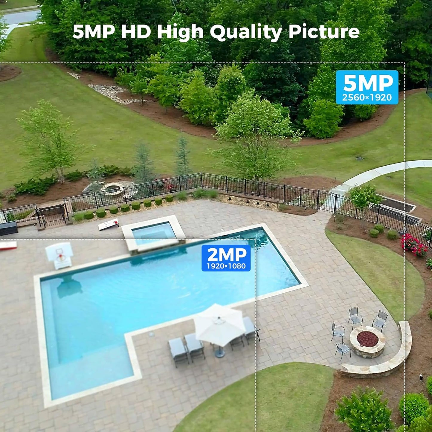 5MP PTZ 𝟯𝟲𝟬° 𝙑𝙞𝙚𝙬 WiFi Security Camera Outdoor Work with Echo Show（Black）