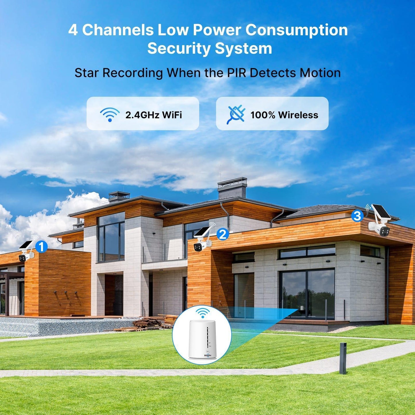 [10CH HD 4K NVR, 4MP Spotlight]Solar Wireless Security Camera System, Outdoor Home Surveillance