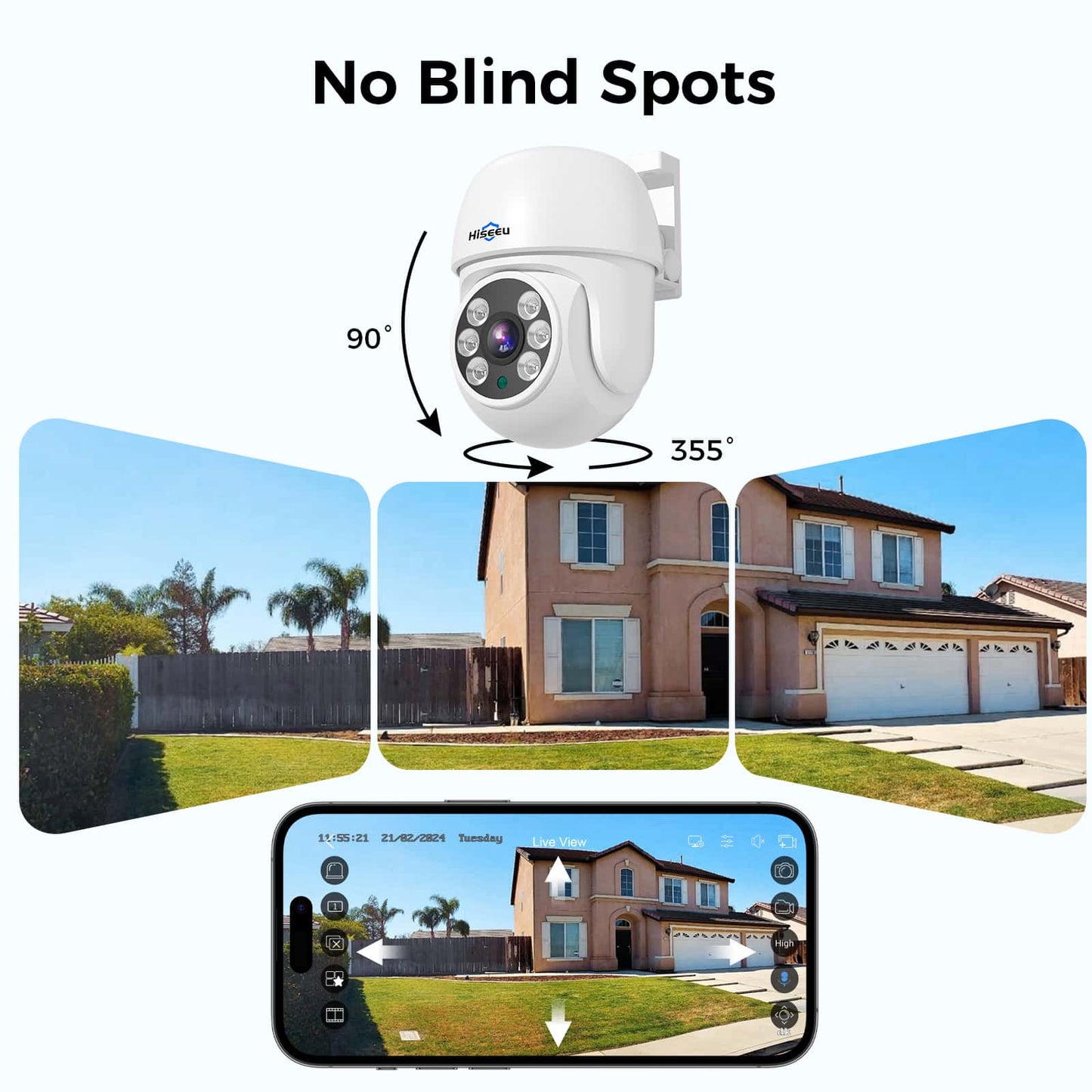 [Wired, 100ft Expandable 8Chanels 3K NVR] 5MP Wired Analog PTZ 360°View Security Camera BUILD-IN HDD with 24/7 Record