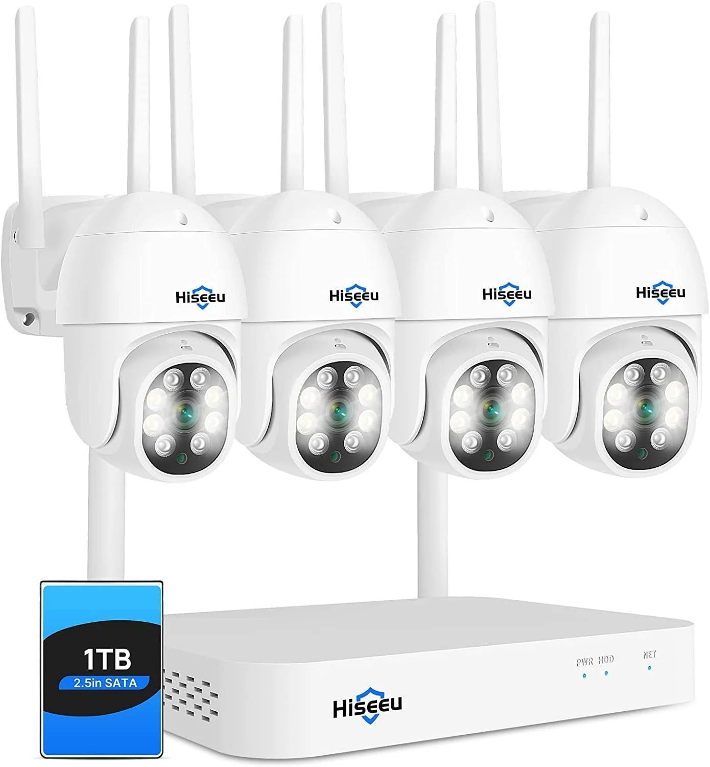 [Wireless , Expandable 10Channels] 2K PTZ Home Security Camera System BUILD-IN 1T HDD