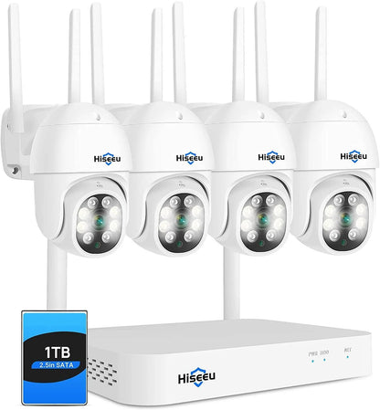 [Wireless , Expandable 10Channels] 2K PTZ Home Security Camera System BUILD-IN 1T HDD