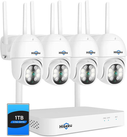 [Wireless , Expandable 10Channels] 2K PTZ Home Security Camera System BUILD-IN 1T HDD
