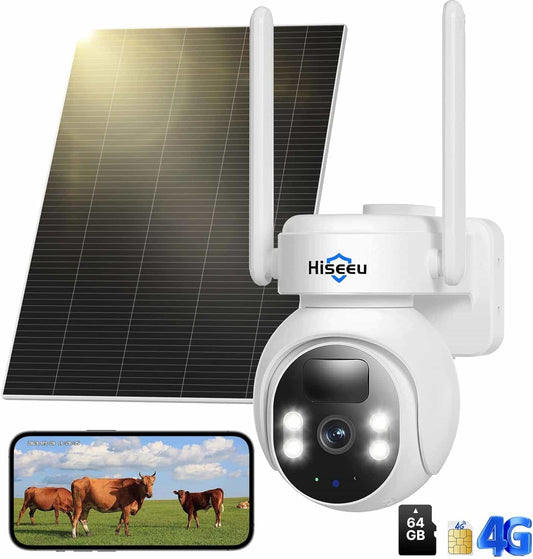 2K 4MP No WiFi PTZ 𝟯𝟲𝟬° 𝙑𝙞𝙚𝙬 4G Cellular Wireless Security Camera with 64G SD&SIM Card