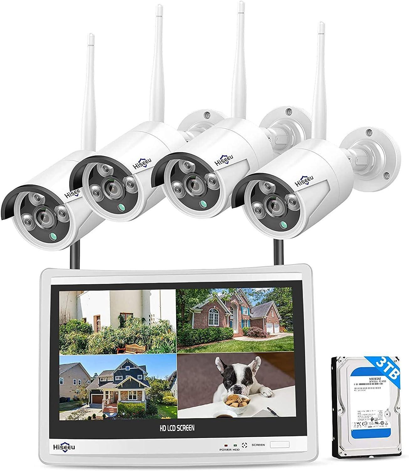 [Wireless Pro, 100ft Range,Expandable 16Channels 12 inches NVR] 5MP Wireless Security Camera System BUILD-IN 3T HDD
