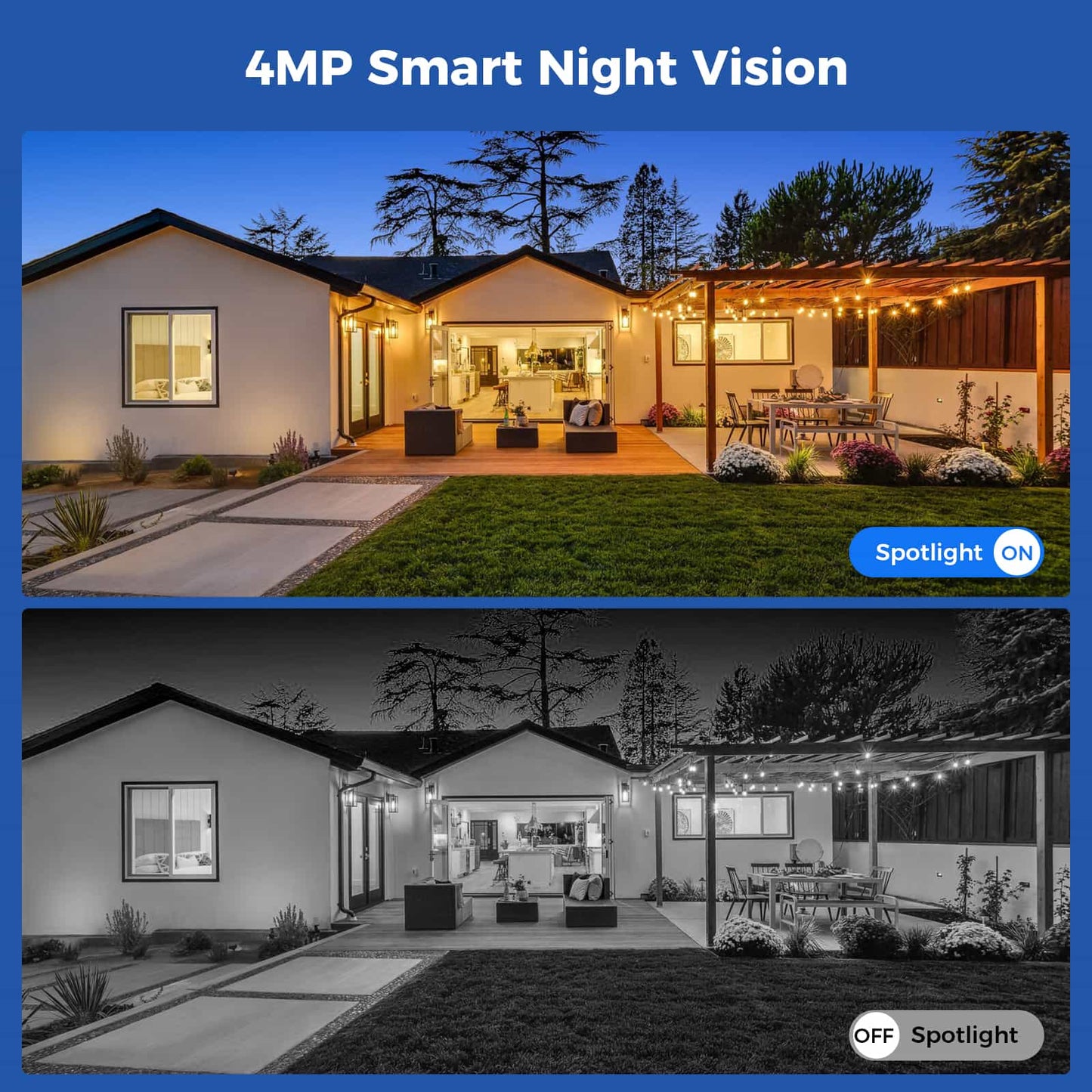 [2.4G&5G WiFi, Expandable 10CH 4K NVR] 4MP Solar-Powered Wireless Security PTZ Camera System BUILD-IN HDD