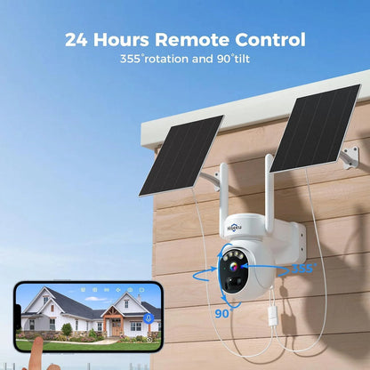 4MP No Monthly Fee PTZ 360° View Solar Wireless Battery Camera WIth Color Night Vision