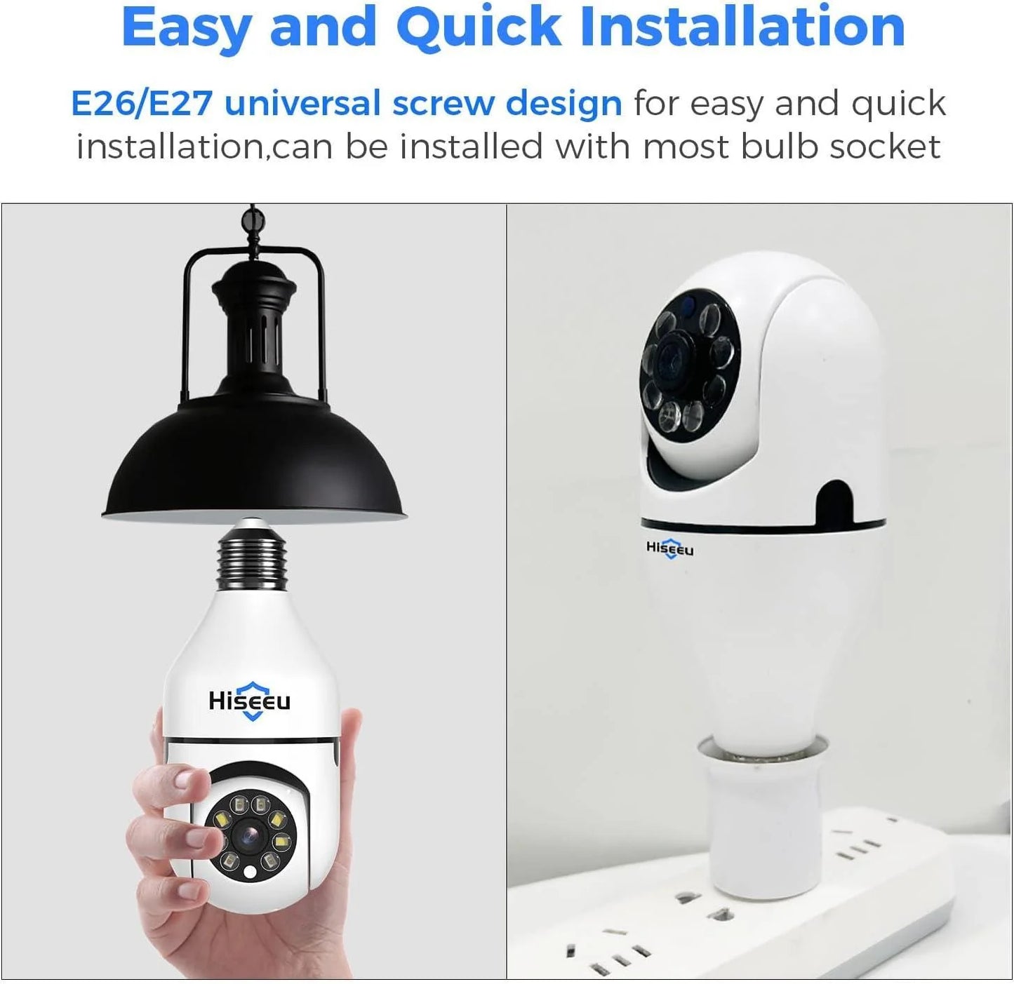 2K Wireless 𝟯𝟲𝟬° 𝙑𝙞𝙚𝙬 Light Bulb Camera with 5G&2.4GHz Wi-Fi & No Subscription
