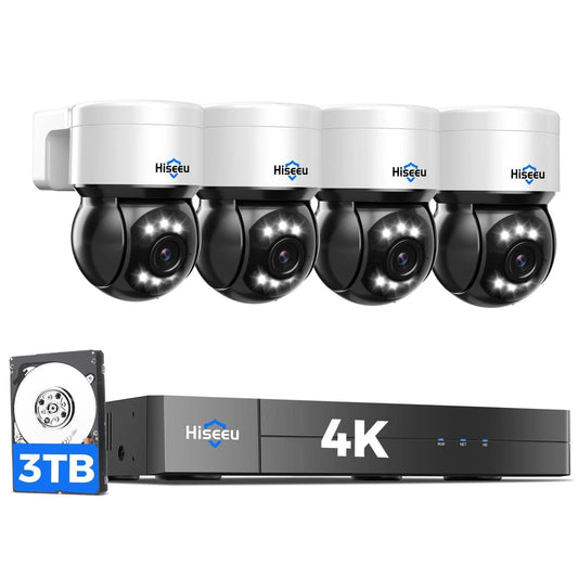[Wired PoE, 4K HD, Expandable 16 Channels NVR] 8MP Dome 4K PoE PTZ Security Camera System BUILD-IN 3TB HDD With 2-Way Audio
