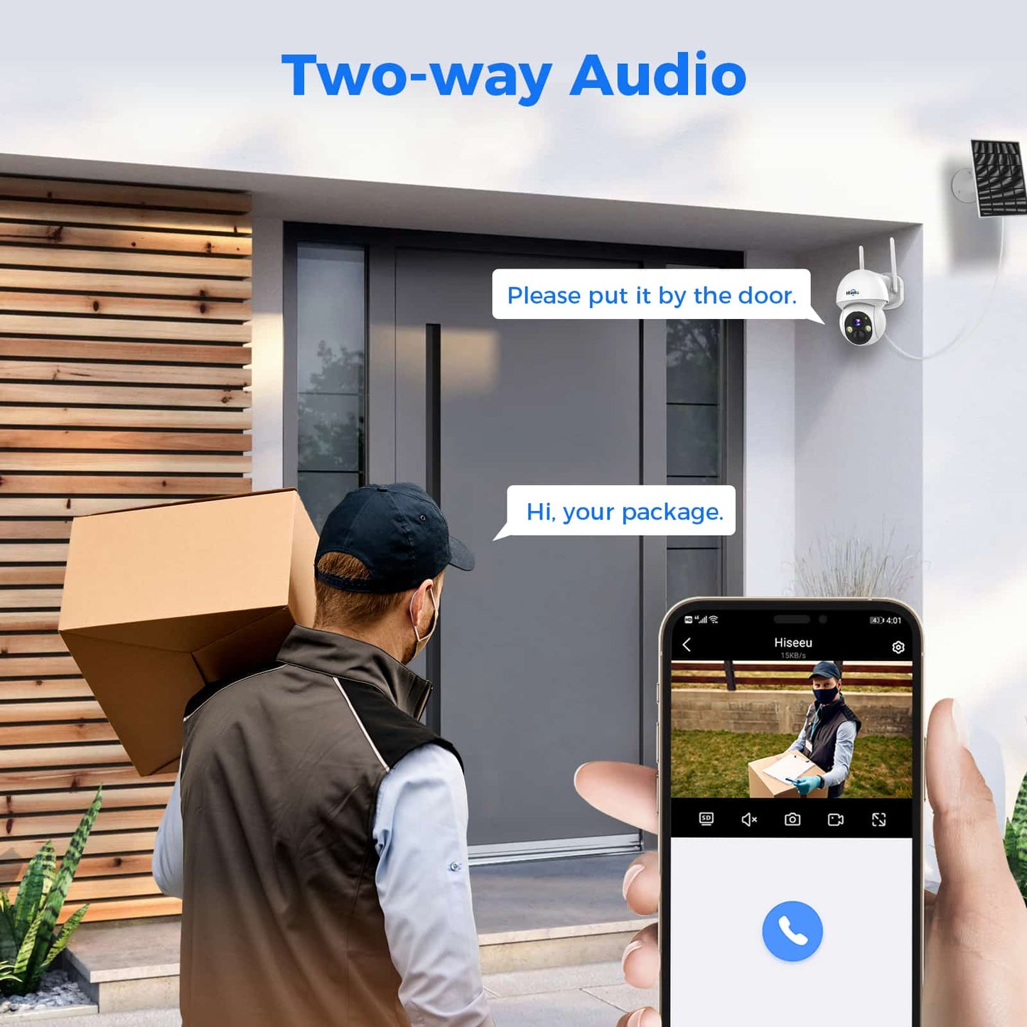 [2.4G&5G WiFi, Expandable 10CH 4K NVR] 4MP Solar-Powered Wireless Security PTZ Camera System BUILD-IN HDD
