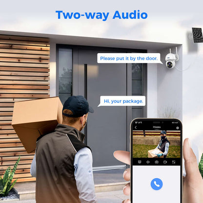 [2.4G&5G WiFi, Expandable 10CH 4K NVR] 4MP Solar-Powered Wireless Security PTZ Camera System BUILD-IN HDD