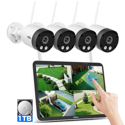 [Wireless 5G/2.4G WiFi-Pro, Expandable 10Channels 4K 10" LCD Monitor NVR] 8MP Wireless Security Camera System BUILD-IN 1TB HDD
