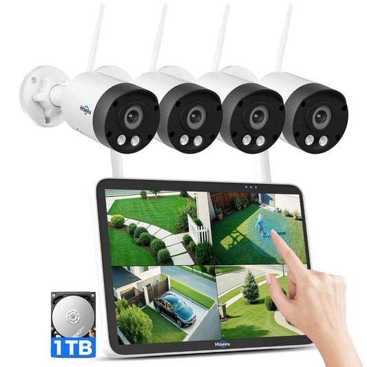 [Wireless 5G/2.4G WiFi-Pro, Expandable 10Channels 4K 10" LCD Monitor NVR] 8MP Wireless Security Camera System BUILD-IN 1TB HDD