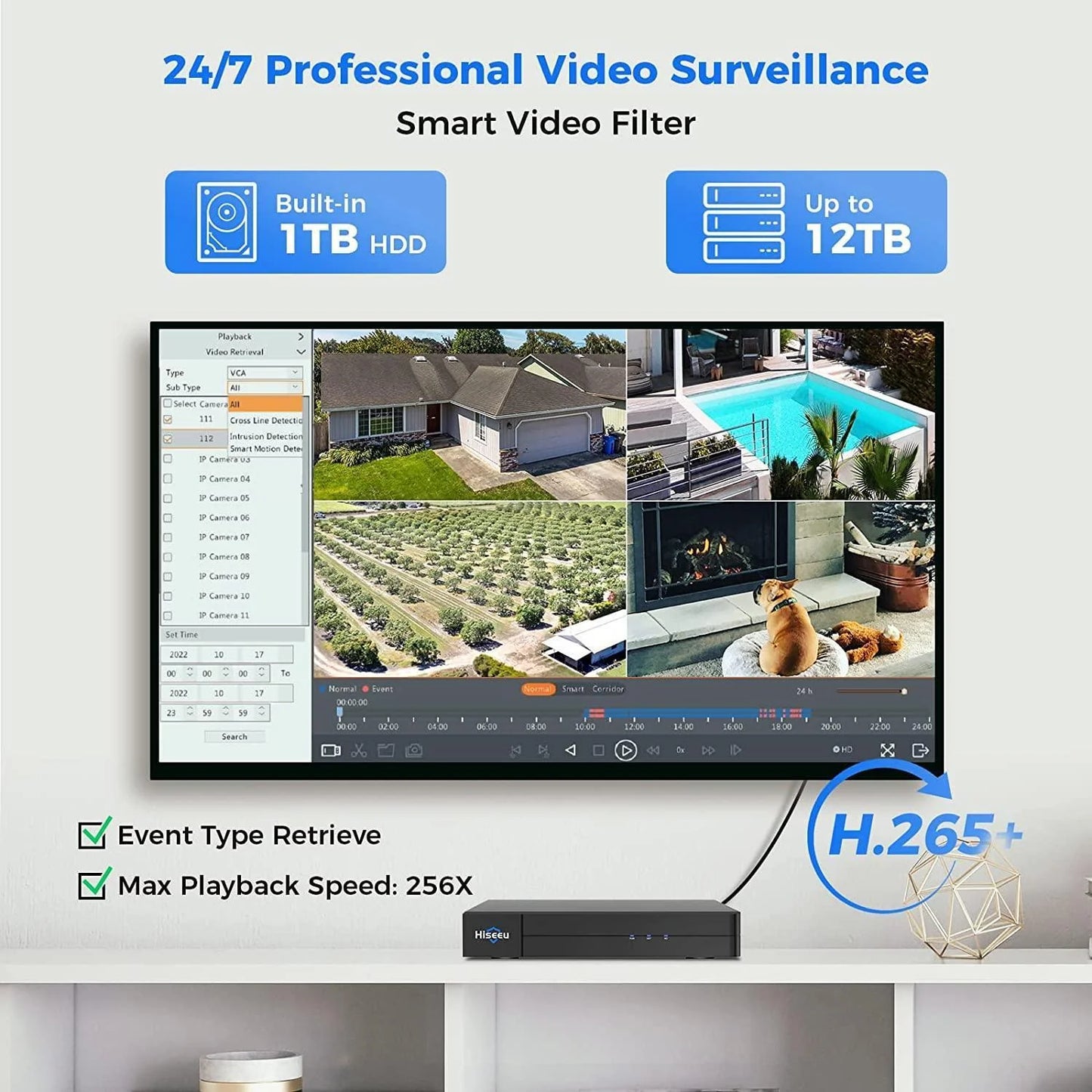[Wired PoE, Free Motion Alerts, Expandable 16 Channels 4K NVR] 5MP IP PoE Bullet Security Camera System BUILD-IN HDD With IP67 Waterproof
