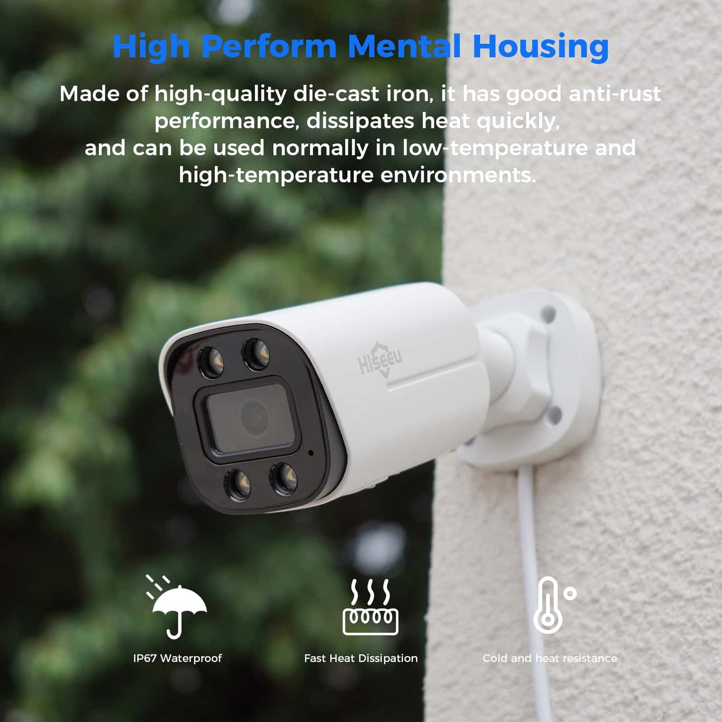 4K 8MP Wired PoE IP Bullet Camera IP67 Waterproof with 60ft Night Vision and  Two-Way Audio