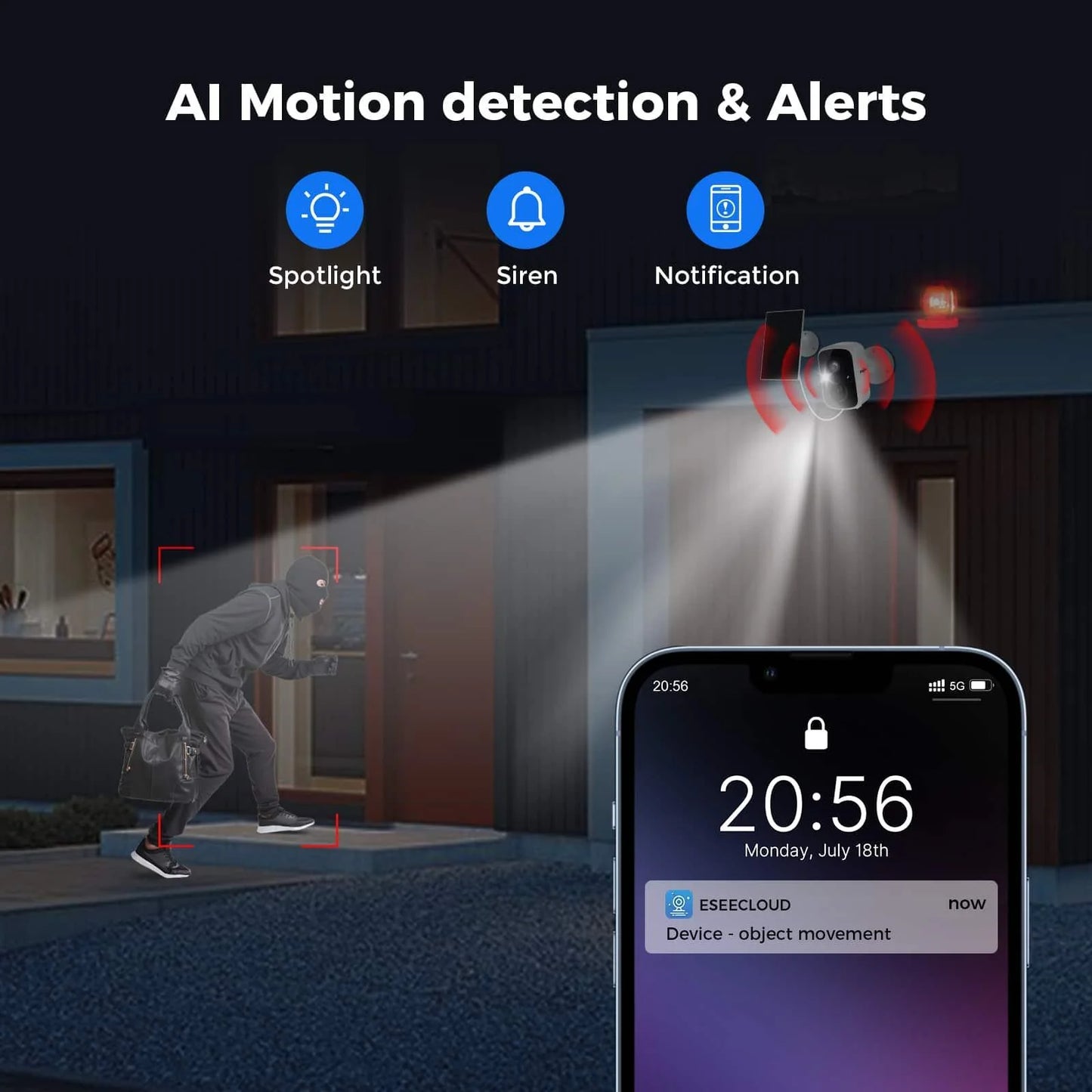 4MP Solar Battery Powered Indoor WiFi Smart Wireless Battery Camera With 2-Way Audio
