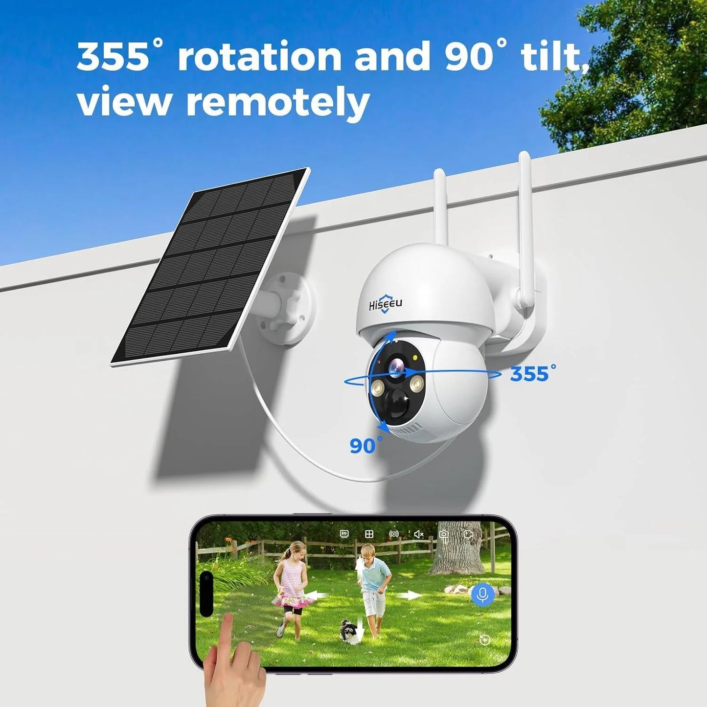 4MP Solar PTZ 360° View Wireless Battery Camera WIth No Monthly Fee Color Night Vision