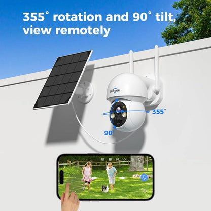 4MP Solar PTZ 360° View Wireless Battery Camera WIth No Monthly Fee Color Night Vision