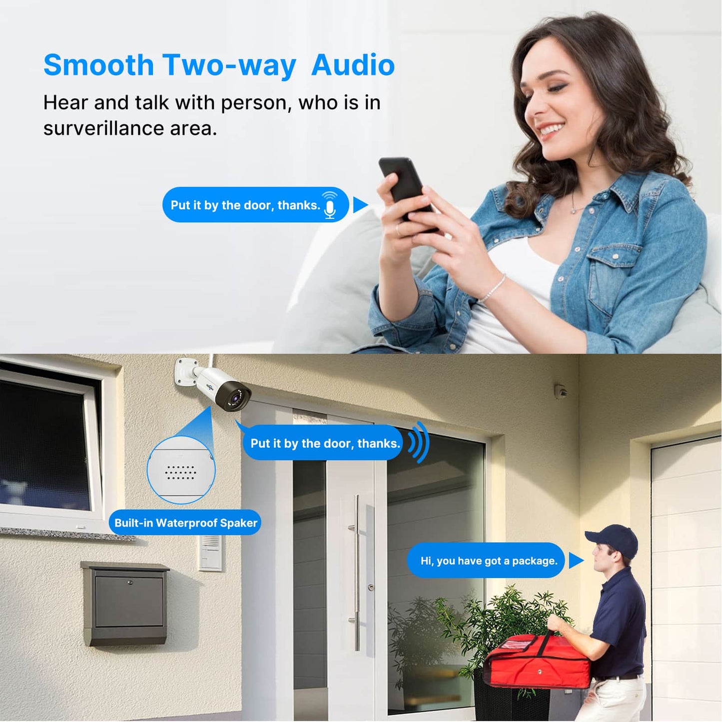 [Wireless Pro with 12" LCD Monitor, Expandable 10Channels 4K NVR] 5MP Wireless Security Camera System BUILD-IN 3TB HDD With Two Way Audio