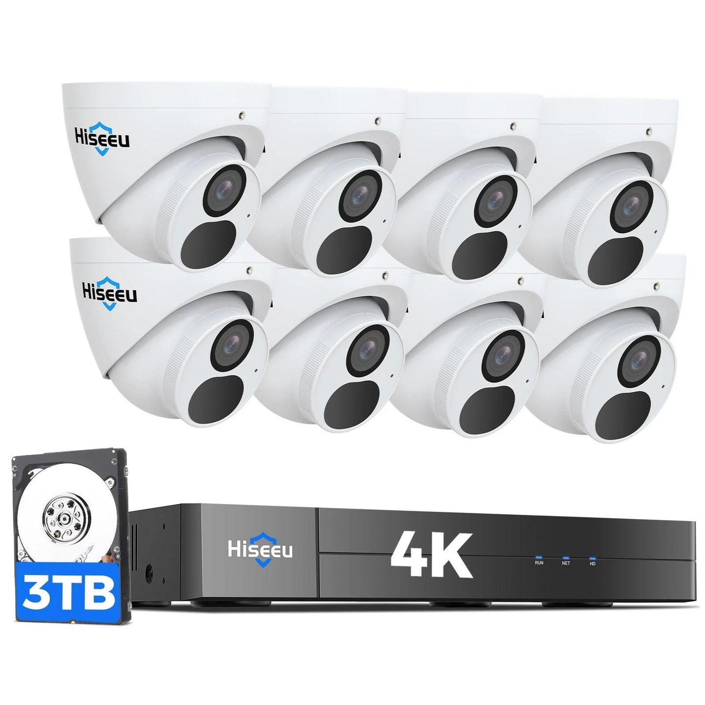 [Wired PoE, 121°Wide Angle Expandable 16 Channels 4K NVR] 8MP PoE Security Camera System BUILD-IN 3TB HDD with 100ft Night Vision