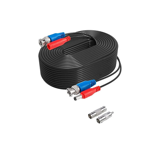 Hiseeu 60Feet BNC Vedio Power Cable Pre-Made Al-in-One Camera Video BNC Cable Wire Cord for Surveillance CCTV Security System with Connectors(BNC Female and BNC to RCA)