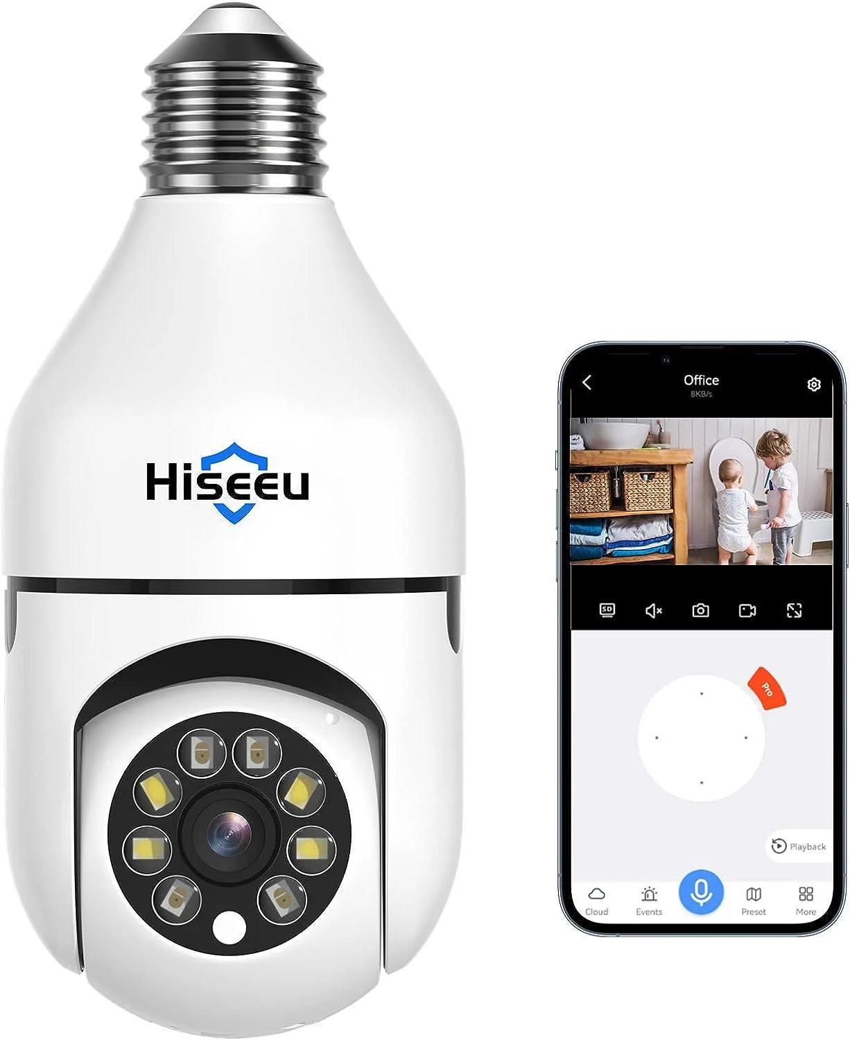 2K Wireless 𝟯𝟲𝟬° 𝙑𝙞𝙚𝙬 Light Bulb Camera with 5G&2.4GHz Wi-Fi & No Subscription