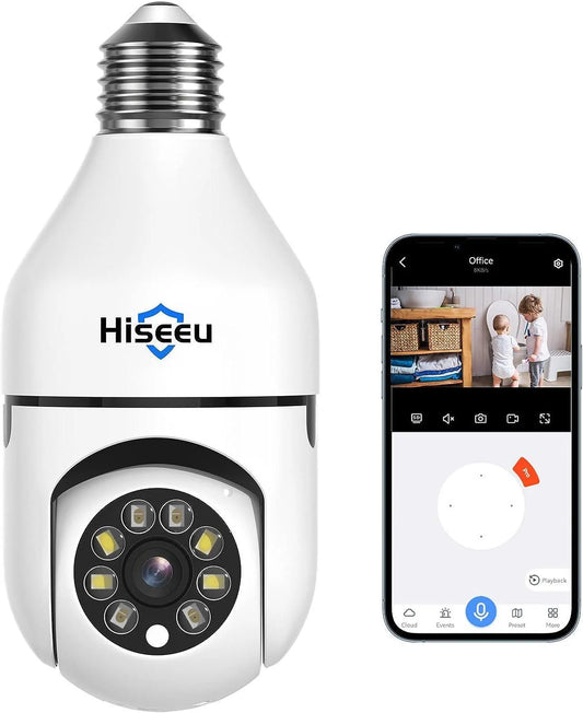 2K Wireless 𝟯𝟲𝟬° 𝙑𝙞𝙚𝙬 Light Bulb Camera with 5G&2.4GHz Wi-Fi & No Subscription