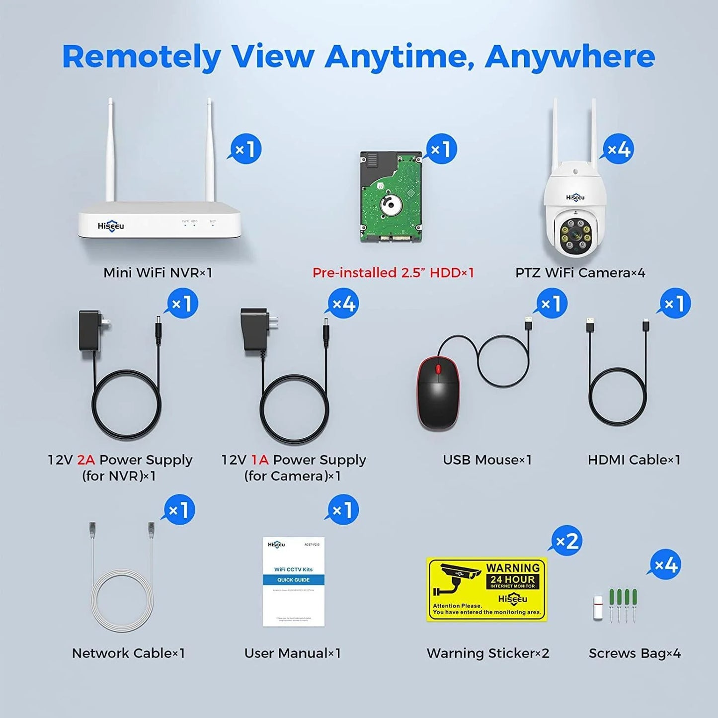 [Wireless , Expandable 10Channels] 2K PTZ Home Security Camera System BUILD-IN 1T HDD